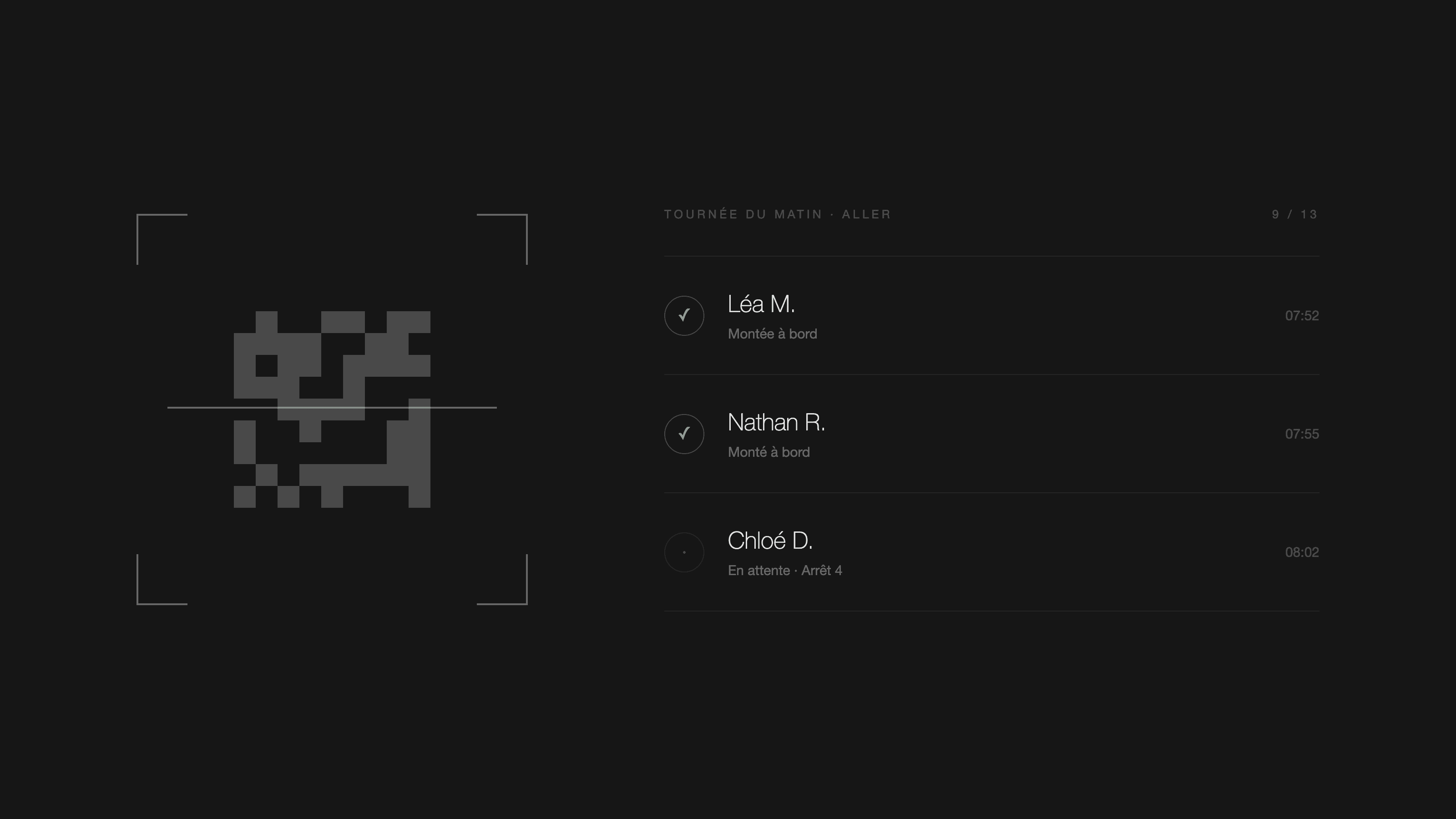 Driver QR scanning screen and parent live-tracking map, side by side